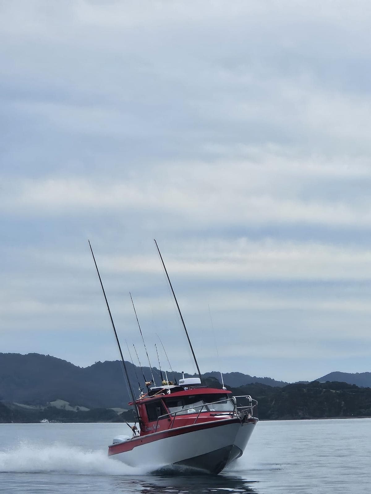 Fishing boat under way off the New Zealand coast